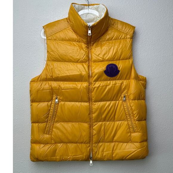 Moncler 1952 Park Down Puffer Vest Yellow Men Size 3 Zip Front - Picture 3 of 16